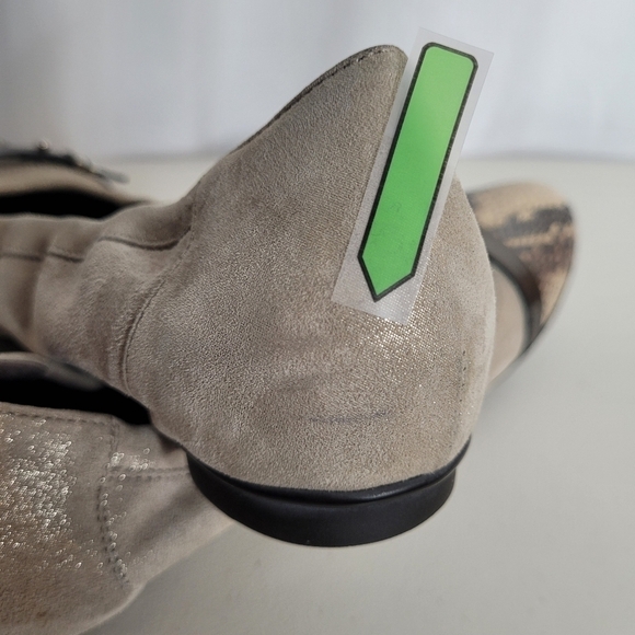 AGL Monika Snakeskin Cap Toe Soft Metallic Leather Ballet Flat - Size 11 / 41 - Picture 14 of 16